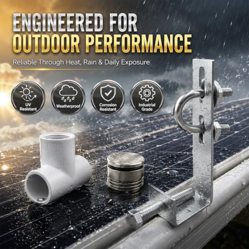 Image of Stainless Steel Solar Panel Cleaning Sprinkler Combo Kit (1 Sprinkler, 1 Threaded T, 1 Galvanized Clamp) | 180 Water Spray | 4-7 LPM Flow Rate | 1 /2 Inch BSP Thread | Solar Panel Washing System