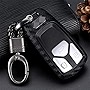M.JVisun Soft Silicone Rubber Carbon Fiber Texture Case Car Key Fob Cover for Audi A4 A4L A5 A6 A7 A8 Q5 Q7 R8 RS Q3 RS4 RS5 RS7 S4 S5 S6 S7 S8 SQ5 SQ7 TT TTS TT-RS Remote Key - Black - Weave Keychain