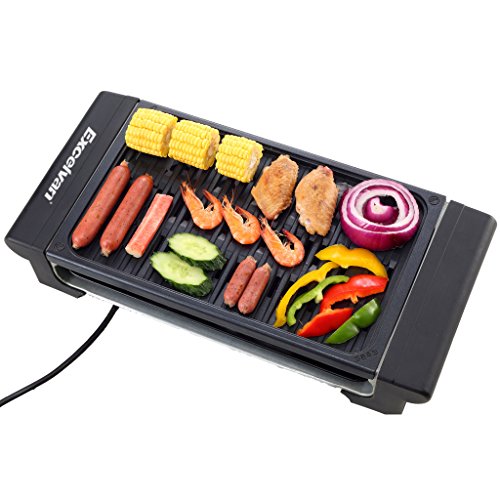 Electric Smokeless Indoor Barbecue Grill Classic Plate Nonstick Surface Contact Grill with Removable Plates