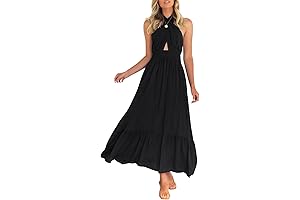 2024 Women's Summer Crossover Halter Neck Sleeveless Plaid Cut Out Backless Flowy...