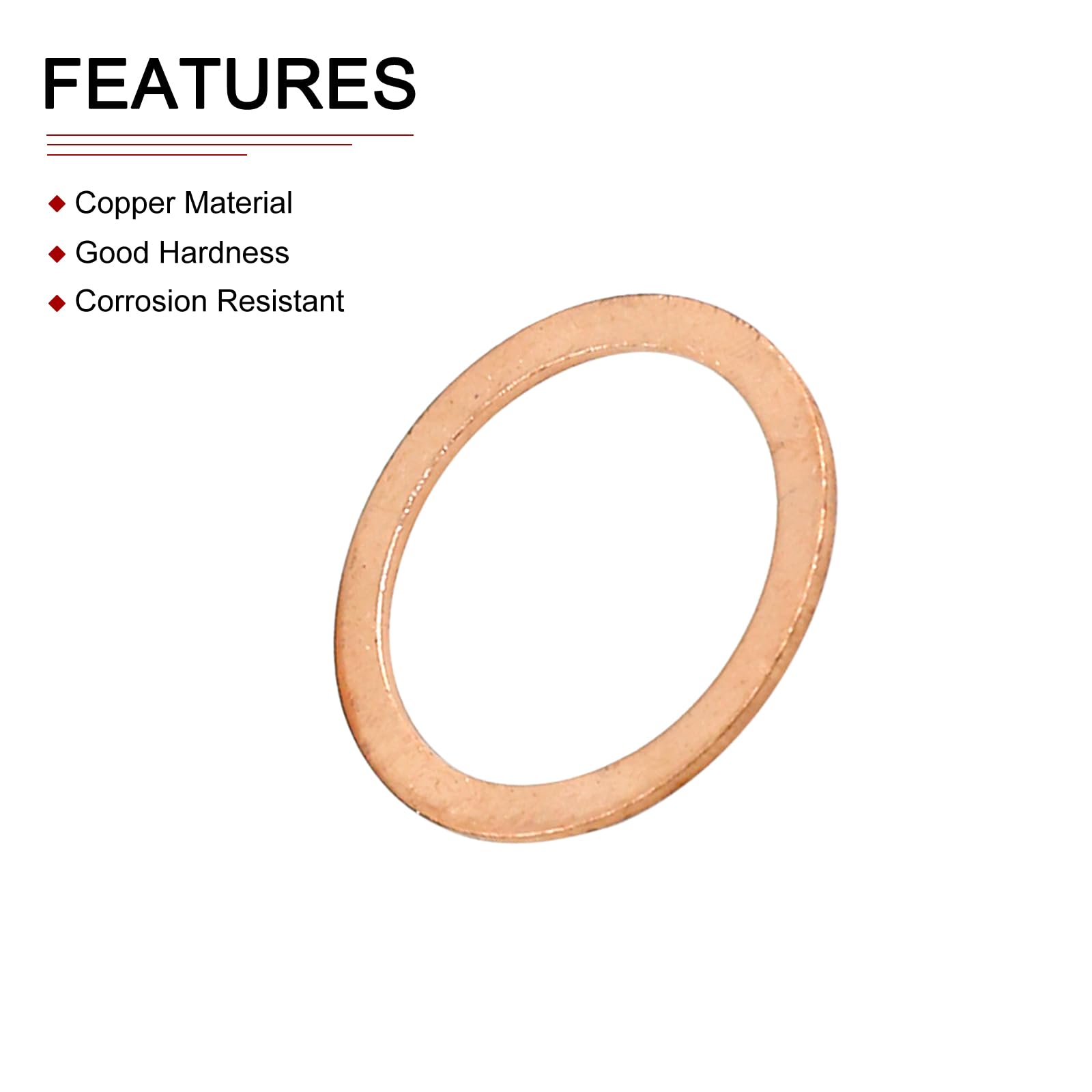 DTGN 22mmx28mmx1mm(IDxODxT) Flat Copper Sealing Washers - 10Pack - Good for Industrial Machinery M22 Screws - Copper Flat Ring Gaskets - Image 3