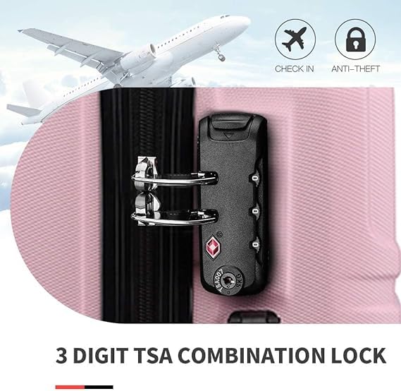 KONO Valigia Rigida e Leggero ABS Valigie con TSA Lucchetto e 4 Ruote
