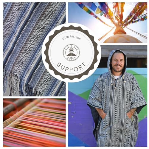 virblatt - Mexican Poncho Men | 100% cotton & Reversible | Mens Poncho Hooded Baja Hoodie Winter Pancho warm Cape Cowboy 6