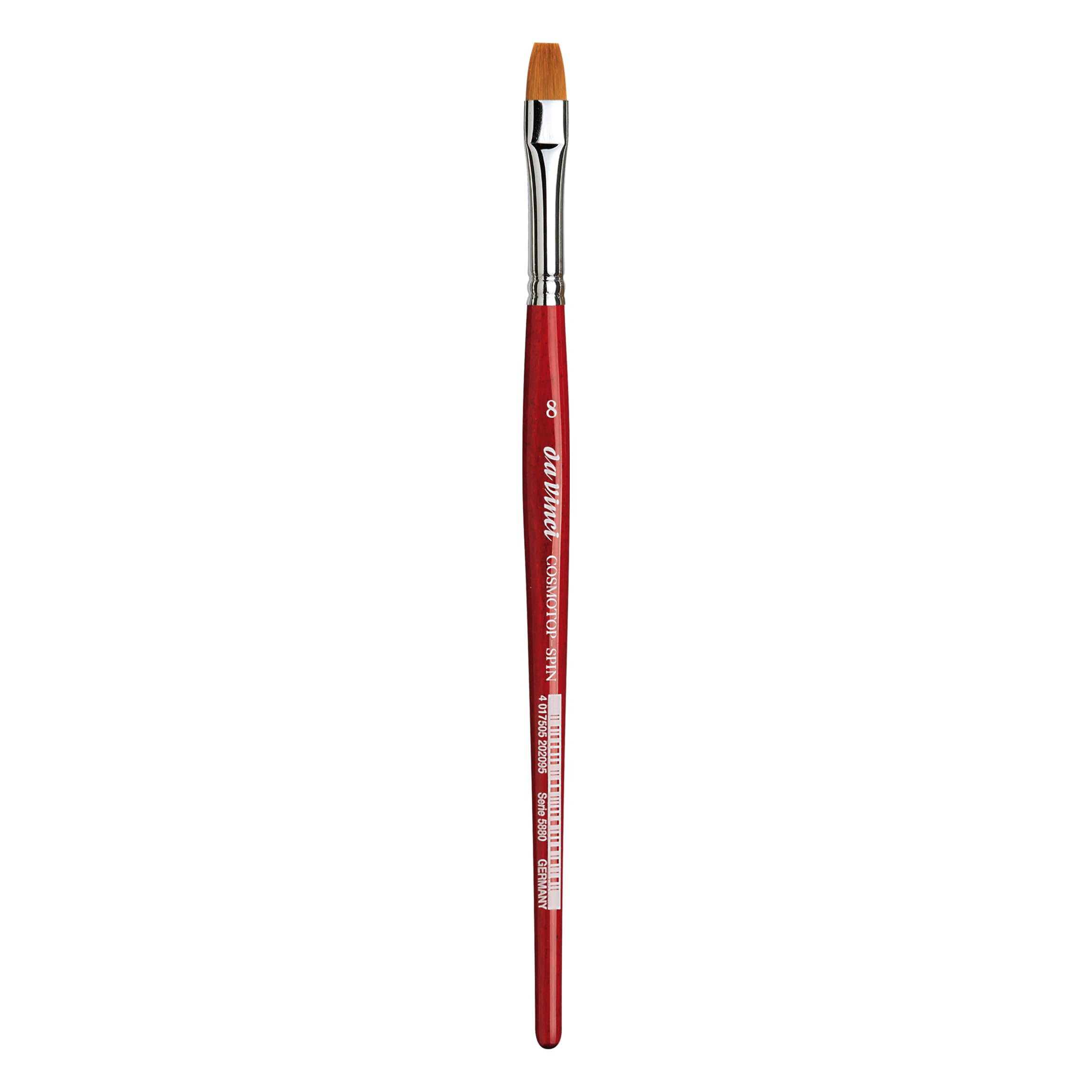 da Vinci Watercolor Series 5880 CosmoTop Spin Paint Brush, Flat Synthetic with Red Handle, Size 8 (5880-08)