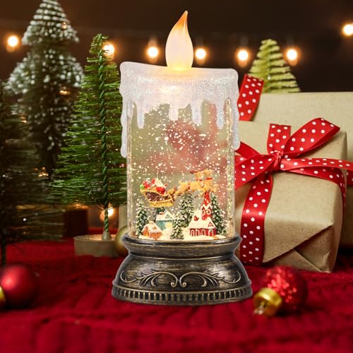 Wondise Rechargeable Musical Santa Claus Snow Globe Lantern with 6H Timer