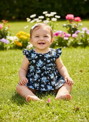 Image of PATPAT Family Matching Outfits Mommy and Me Dresses Floral Dress & T-Shirts | Mommy and Me Easter Dresses, Puff Sleeve Floral Sundress, Cotton Blend T-shirts, Couples Party Wedding Vacation Outfits
