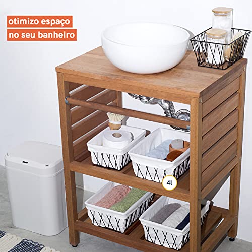 Cesto Organizador Aramado com Forro 18Cm - Oikos