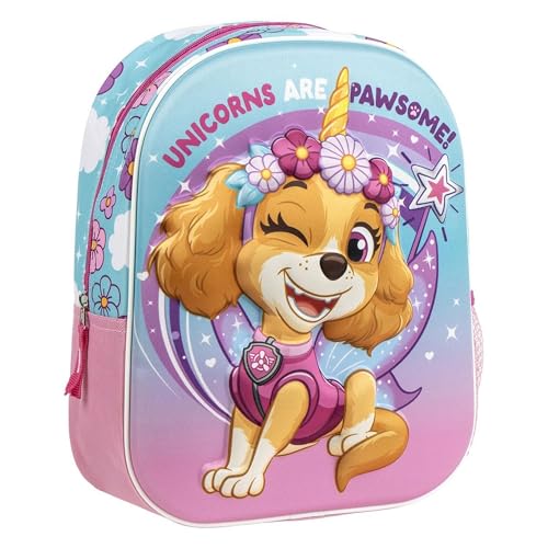 Paw Patrol Skye Einhorn-Kinderrucksack mit 3D-Design und Pastellfarben – Schulrucksack für Mädchen, Paw Patrol-Fans, ideal für die Kindertagesstätte und auf Reisen