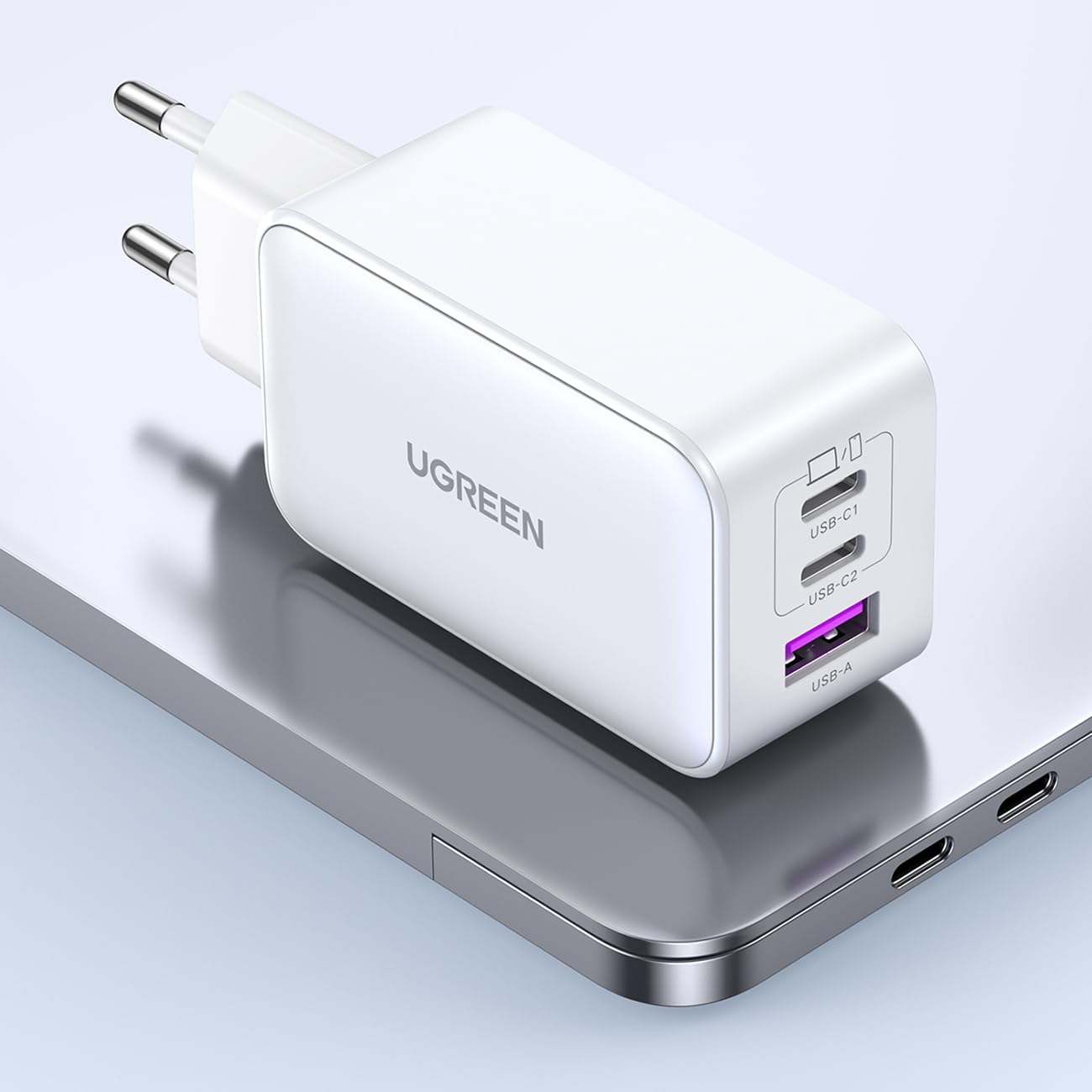 UGREEN Nexode Cargador Carga Rápida Gan 65w 2 USB-C + 1 USB-A Blanco