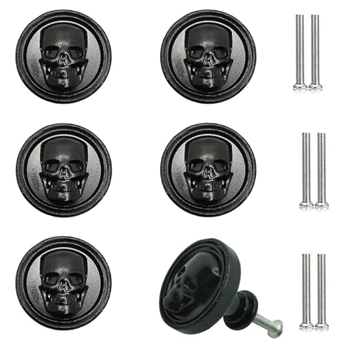 JfwuHap Vivicap - 6 manijas de calavera para gabinete, pomos creativos de esqueleto de calavera, mango de muebles de base metálica sólida, tiradores de un solo agujero para armarios, aparadores