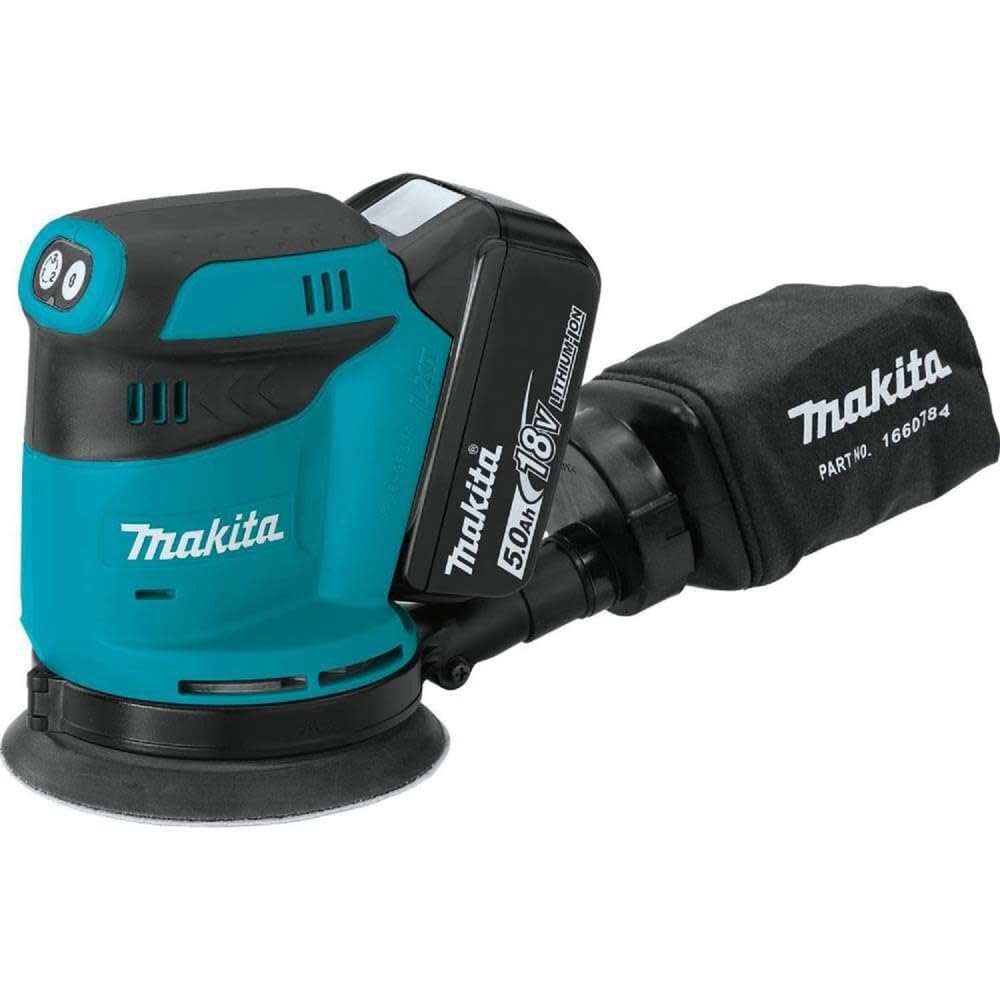 Makita XOB01-R 18V LXT Lithium-Ion 5 in. Cordless Random Orbit Sander Kit (3 Ah) (Renewed)