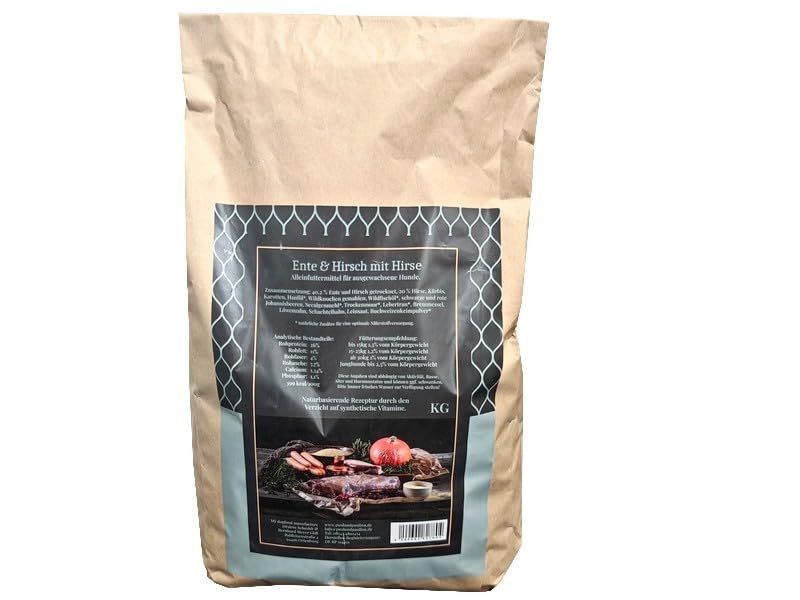 My Trockenfutter Ente und Hirsch mit Hirse und Buchweizenkeimen 10kg mÿ kaltgepresst für Hunde ohne künstliche Zusatzstoffe I Hundefutter | Buchweizenkeime, kaltgepresst, ohne künstliche Zusatzstoffe