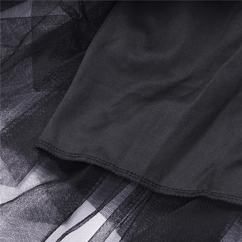 Women Mesh Layered Tulle Skirt Irregular Hem Elastic High Waist Elegant Fairy Solid Bubble Lace Ballet Midi Skirt4