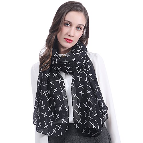 Lina & Lily Cross Print Women's Large Scarf Lightweight