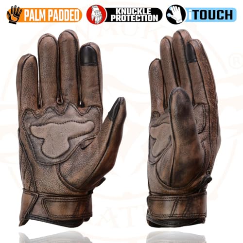 Image of Milwaukee Leather MG7514 Men's Brown Leather with Gel Palm Motorcycle Gloves W /Protective Knuckle