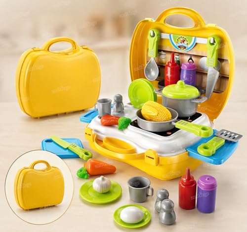 Image of Zest 4 Toyz Kitchen Set for Kids Girls Cooking Set Light and Sound Pretend Play Toys Kitchen Set