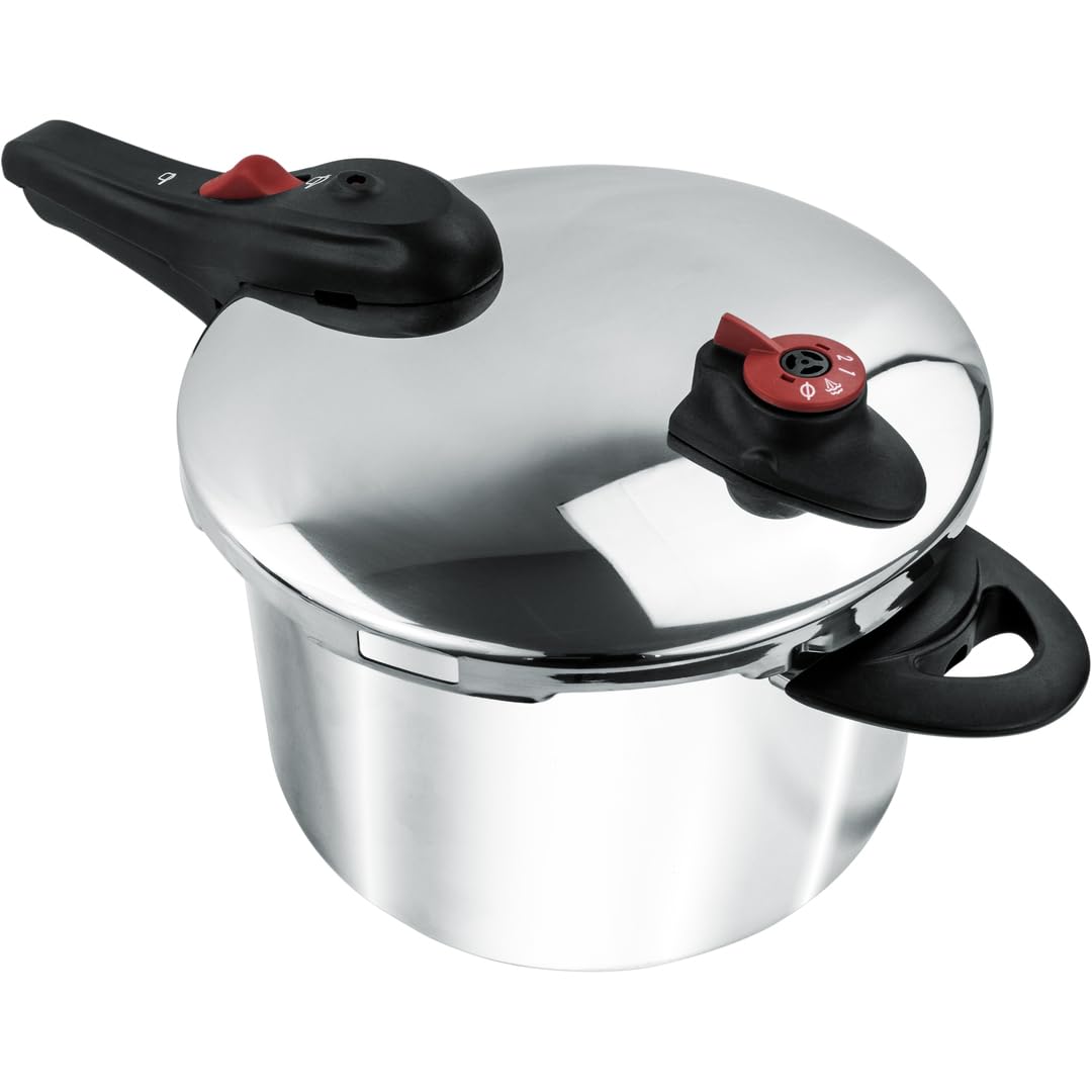 Nerthus FIH 1582 pentola a pressione acciaio inox 6 l con 2 livelli di pressione base full induction compatibile con tutti i piani cottura chiusura di sicurezza e precisione elevata