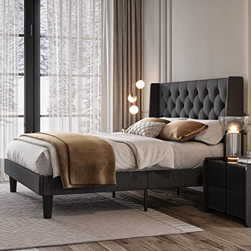 SHA-CERLIN-Queen-Size-Platform-Bed-Frame-with-Upholstered-Headboard-and-Wingback-Button-Tufted-Design-Easy-Assembly-Dark-Grey