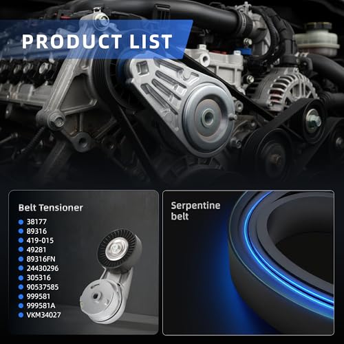 Belt Tensioner and Serpentine Belt Kit #38177 by Loautong - Image 3
