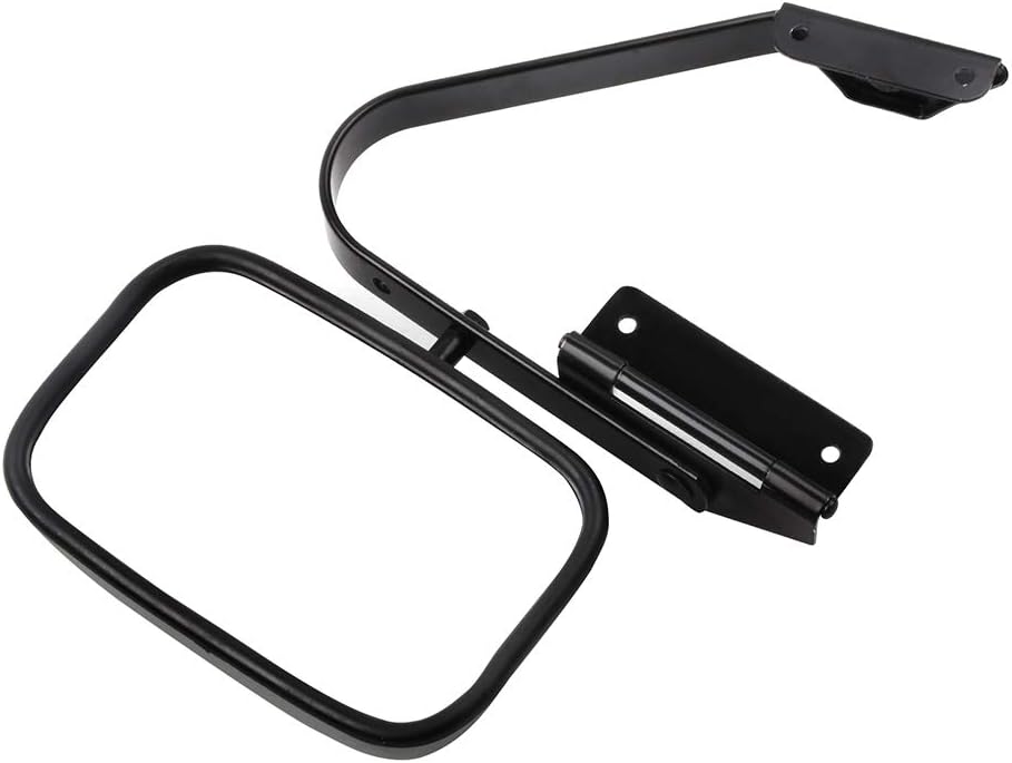 OCPTY Black Left Side and Right Side Mirrors Fit for 1997-2017 Jeep Wrangler JKU JK CJ YJ TJ Smooth Mirror Glass Manual Fold Non-heated