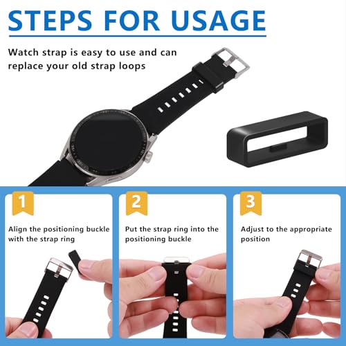6 Pcs Watch Band Keepers, 16mm/18mm/20mm/22mm /24mm/26mm Watch Strap Holder Loops Retainer, Black Silicone Watch Band Fastener Rings Replacement Parts for Smart Sport Watches - Image 4