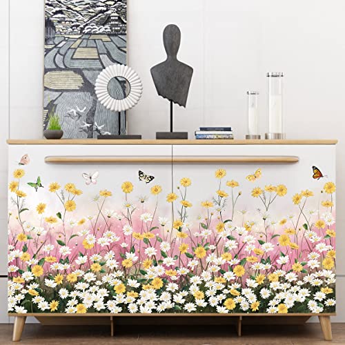 2 láminas de vinilos decorativos flores margaritas amarillas miniatura 4