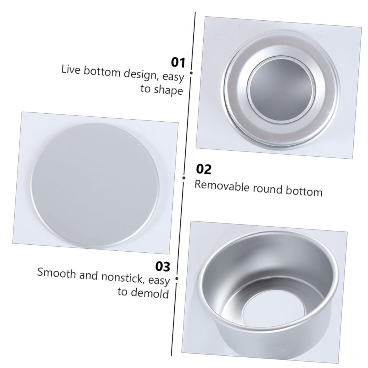 Molde para Pastel Redondo de 4 Pulgadas, Aluminio Anodizado, 8 Piezas | Base Desmontable, Color Plata, Limpieza Sencilla, Uso en Casa y Pastelería Profesional