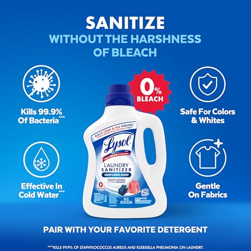 lysol laundry sanitizer additive bacteria-causing laundry odor eliminator detergent additive crisp linen 90oz