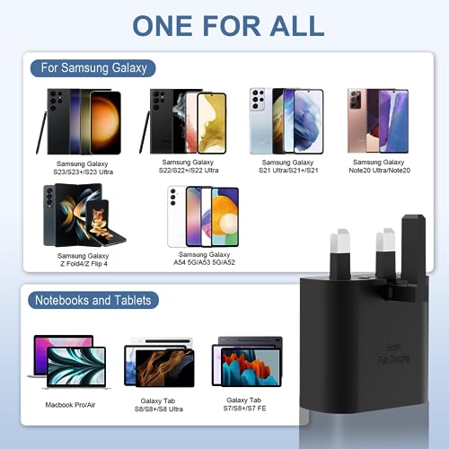 25W Super Fast Charger for Samsung, Gcstnn PPS PD3.0 USB-C Charger for Samsung Galaxy S24/S23 Ultra S23+ S23 S22 S21+ A25/A15 5G/A15 Z Fold/Flip 5 Tab S9 Ultra,Power Adapter Plug with 2M Type C Cable