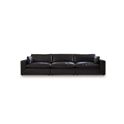 Emilia Straight Contemporary Leather Match 3-Piece Sectional Sofa with Removable
