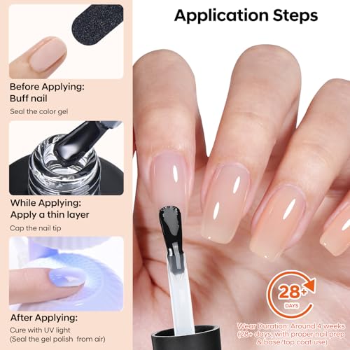 Base Coat Clear No-Wipe 9ml UV/LED Gel Nail Polish miniatura 4