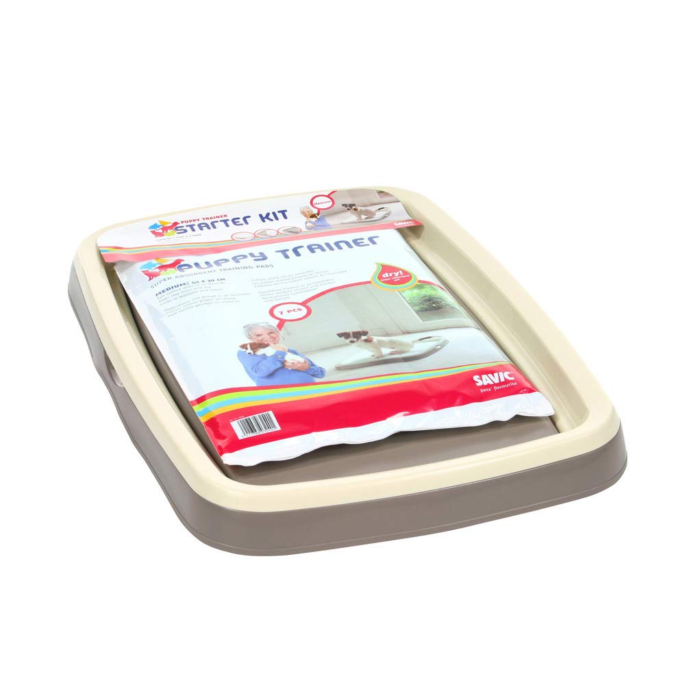 Savic Puppy Trainer - Kit de bandeja para perros, Gris (Warm Grey), Talla M