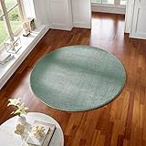 Taracarpet Teppich Kurzflor modern für Wohnzimmer Schlafzimmer und das Kinderzimmer super weich und Öko Tex Zertifiziert Mint grün 150x150 cm rund