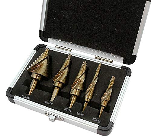 5-Pieces Spiral Flute Step Industrial Drill Bit Industrial Cobalt Set