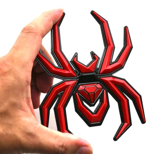 Image of 2Pcs Custom Spider Emblems Left Right Car Badge for Universal Car Body Motorcycle SUV Widow Door Edition Decoration (Red)