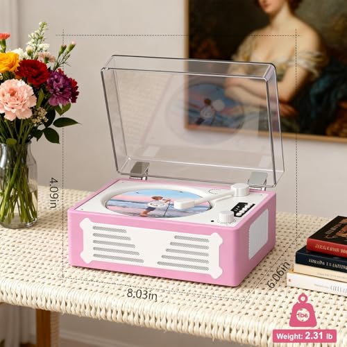 Image of Retro CD Player with Bluetooth in&Out Portable Music Player for Relaxing Anywhere,Auto Power Off,USB,AUX,Headphone Jack,Vintage CD Player for Music Lovers,Birthday Gifts for Women /Men-Purple