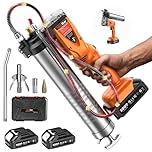 TaskStar 2-in-1 Electric Grease Gun: 10000 PSI Heavy Duty Automatic Cordless Grease Gun Kit Battery Powered with 14oz Capacity, 2 Batteries, 39.4" Long Hose, 3 Couplers for Effortless Greasing