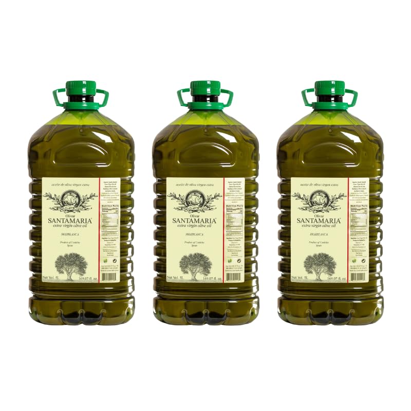 Olivar Santamaria Aceite de oliva virgen extra, variedad Hojiblanca premium, primer prensado en frío, España, alto polifenol, perfecto para aderezos