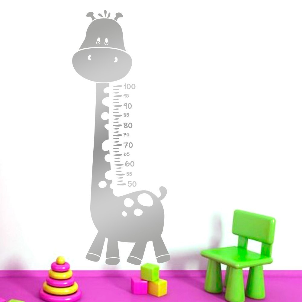 Sticker enfant toise girafe argent 50 x 130 cm décoration murale chambre bébé