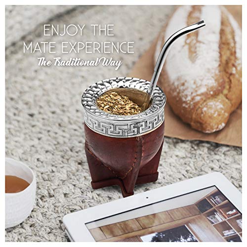 balibetov Premium Set - Mate de Calabaza Natural - Mate Uruguayo Forrado en Cuero - Incluye Bombilla y Cepillo de Acero… - Imagen 8