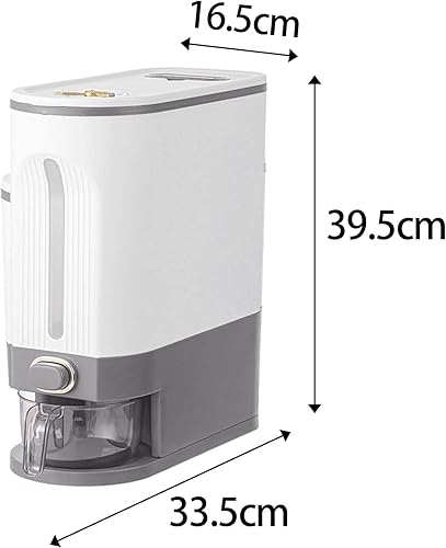 Miniatura 3 de KLKCMS Cubo de arroz sellado a prueba de humedad, dispensador de arroz de encimera, dispensador y taza de alimentos, recipientes herméticos de