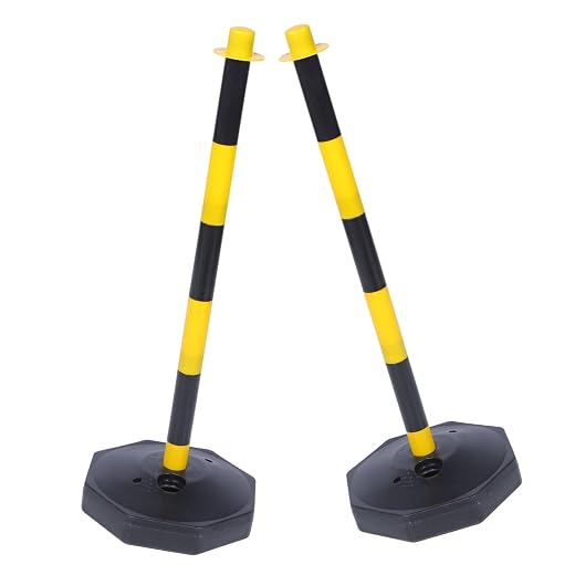 2pcs Warning Post Traffic Delineator Chainboss Crowd Control Barrier Safety Bollard Traffic Safety Barrier Parking Cone for Drivers Training Sidewalk Bollard Post Emergency Plastic
