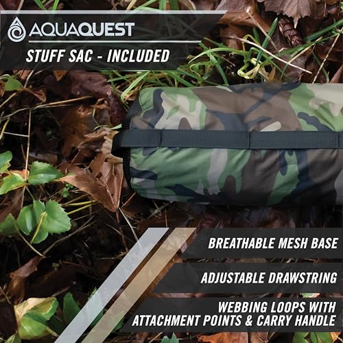 Aqua Quest Defender Tarp Kit - 100% Waterproof Heavy Duty Nylon Bushcraft Survival Shelter - 3 x 3 Camo Kit - Image 4