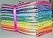Gina's Soft Cloth Shop 2 Ply 11x12 Inches Unbleached Cotton Birdseye Paperless Towel Set of 10 Rainbow Edging - Proudly Made in the USA!