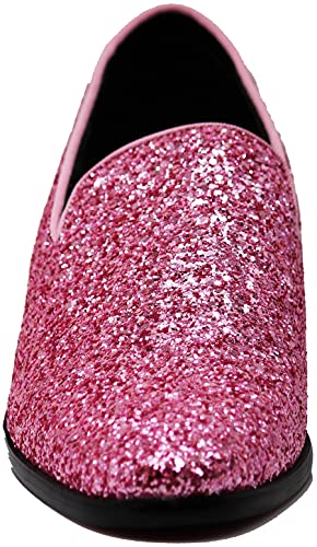 Image of SPK04 Men's Vintage Glitter Dress Loafers Slip On Shoes Classic Tuxedo Dress Shoes