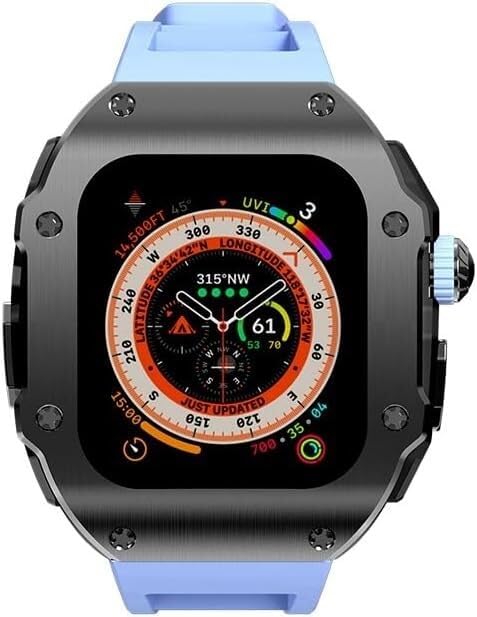 Bracelet de montre en caoutchouc et acier pour iWatch 45mm : le look sport chic du bureau au sport