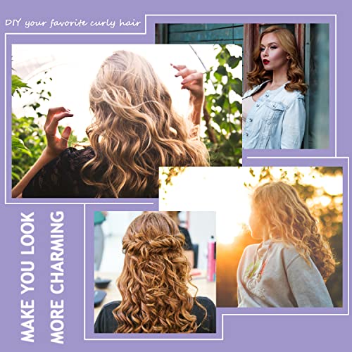 60 Pieces Flexible Curling Rods Twist Foam Flexi Rods No Heat Hair Rods Hair Rollers and Steel Pintail Rat Tail Comb for Long Hair Short Hair Women Girls (9.45 x 0.31, Purple) - Image 3