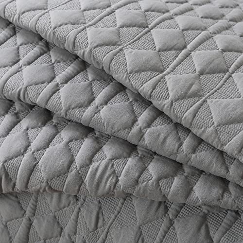 Wdcozy Dark Grey Quilt Queen Size Bedding Sets With Pillow Shams, Lightweight Soft Bedspread Coverlet, Quilted Blanket Thin Comforter Bed Cover, All Season Spring Summer, 3 Pieces, 90X90 Inches #TOP5