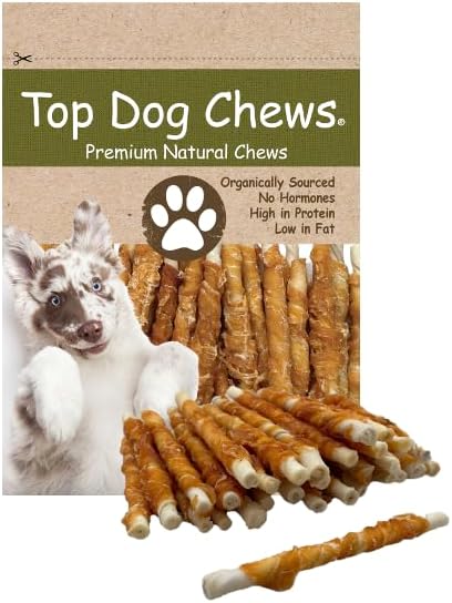Top Dog Chews - All Natural Chicken Wrapped Rawhide Dog Twists (50 Pack)