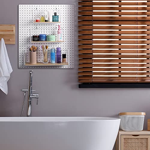 Coume Pegboard Shelf Set, Pegboard Shelves With Steel Pegboard Brackets And Hooks Pegboard Shelf Tool Organizer Storage Tray Garage Basket Storage Display Shelf Pegboard Accessories (White) #TOP5